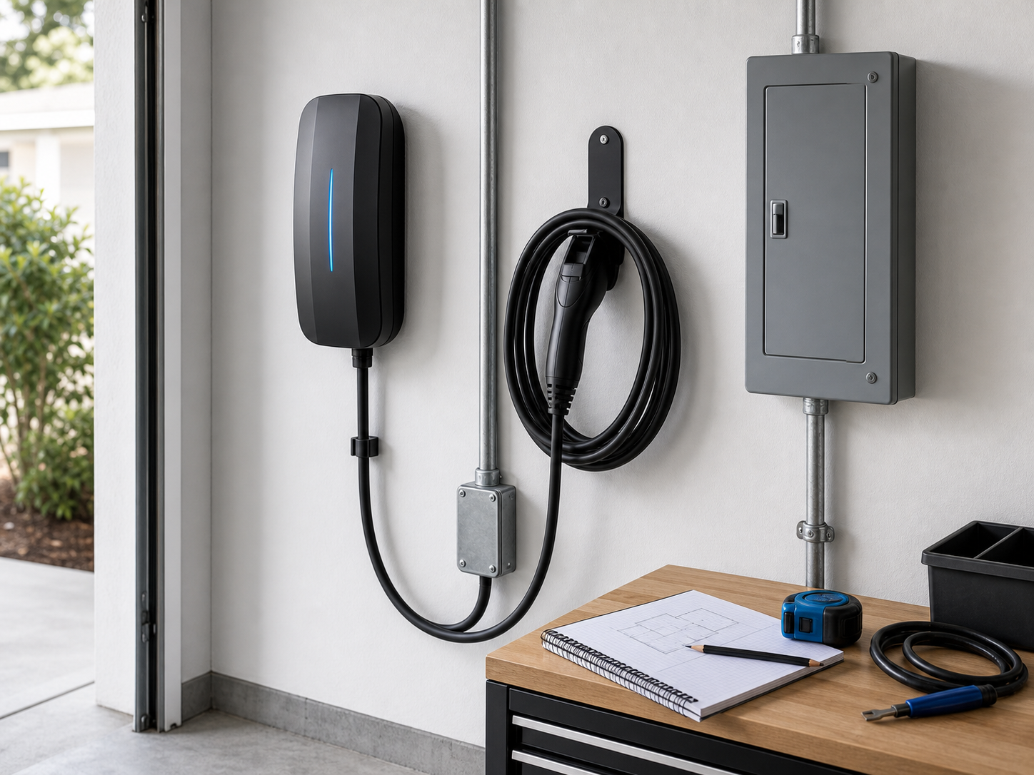 Generic EV charger installation planning wall
