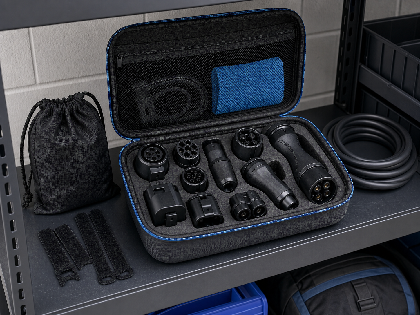 EV adapter travel storage scene